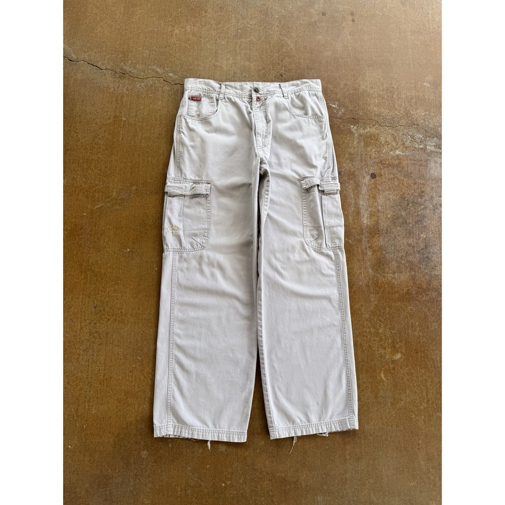 VTG 2000s Ecko Unltd Cargo Baggy Cream Pants Skater Y2K Surfer 35W X 32L